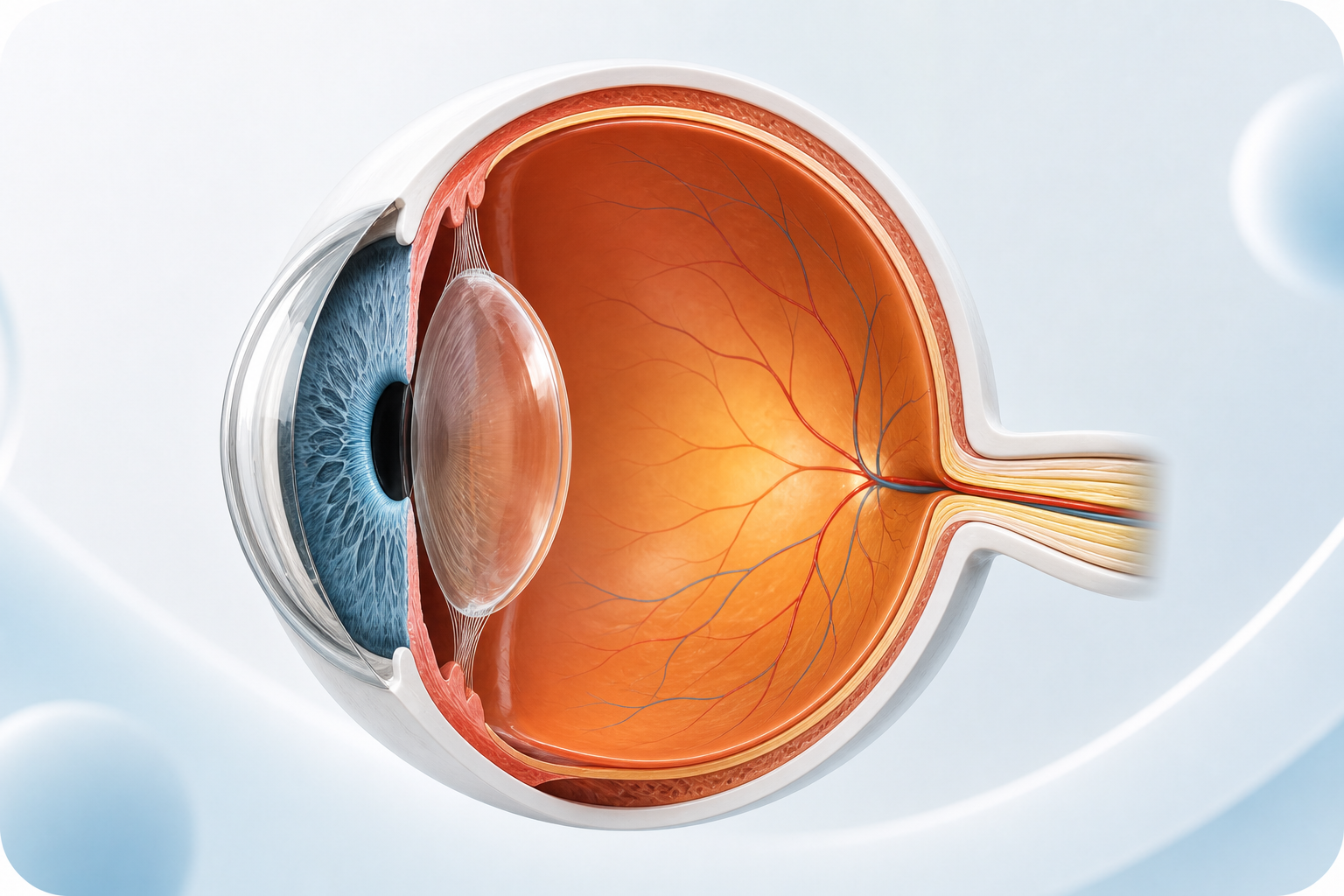 3D anatomische doorsnede van het oog
